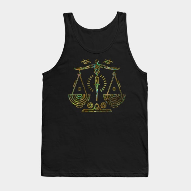 Libra Zodiac Gold Abalone Tank Top by Nartissima